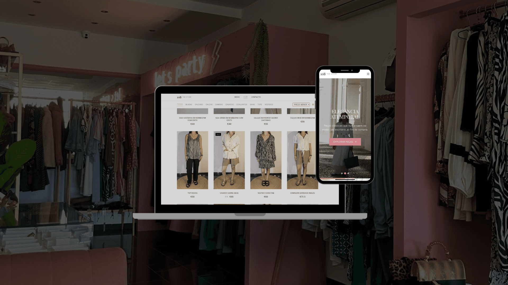 Mockup do website 10B The Store