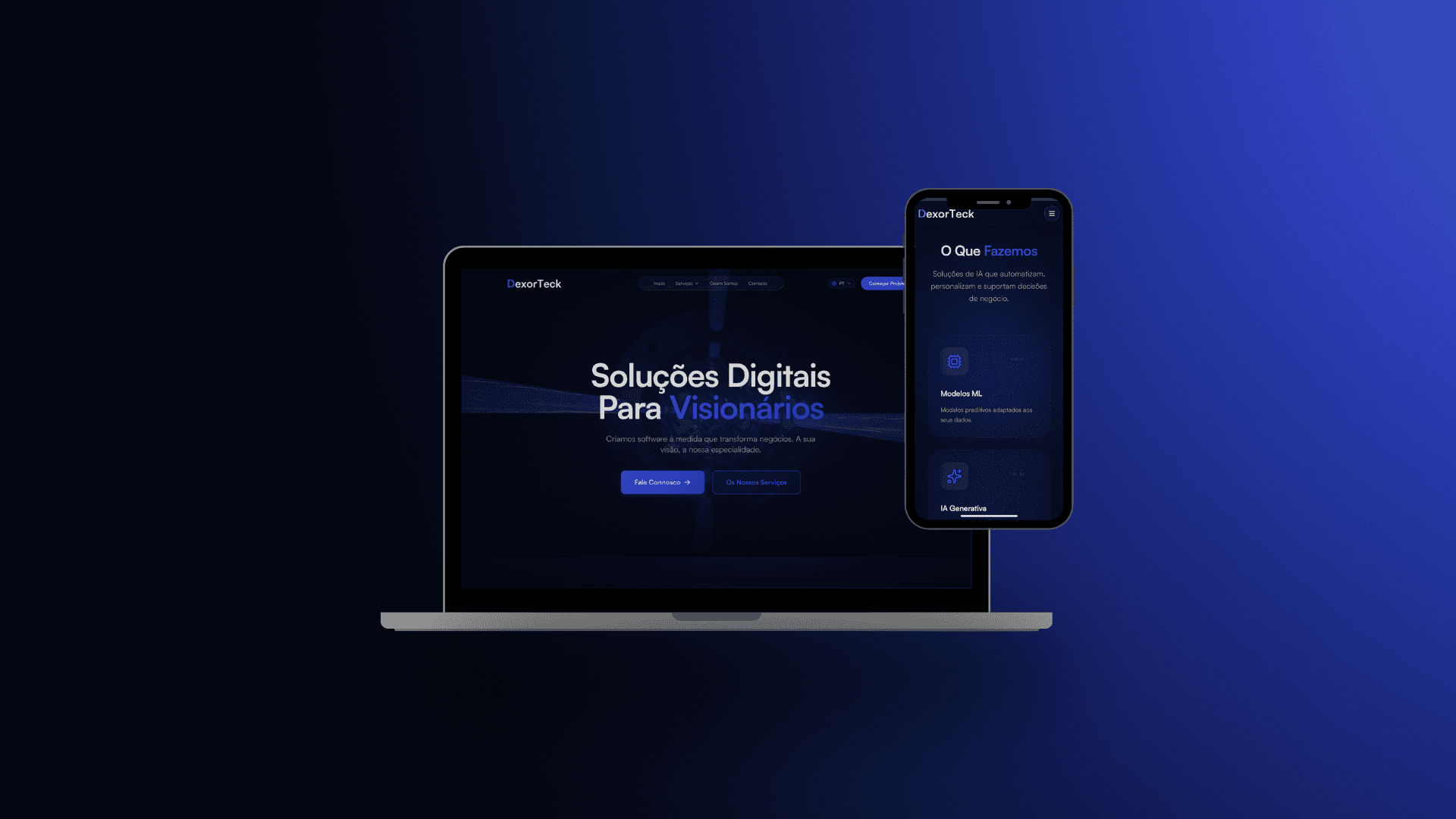 Mockup do website DexorTeck